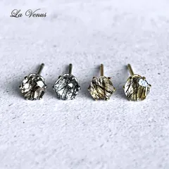 ✴︎つけっぱなしOK✴︎ ブラックトルマリンクォーツ 一粒 ピアス 4mm SUS316 サージカルステンレス 両耳用 スタッド ゴールド シルバー 4月 10月 誕生石