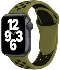 Pellforia アップルウォッチ バンド ベルト シリコン製(カーキx黒,  Lサイズ(42/44/45/49ｍｍ))