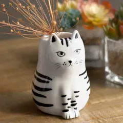 花瓶 シナリー モチーフフラワーベース ネコ （ 花びん 花器 アニマル 置物 インテリア 雑貨 ペン立て 収納 机上 生花 ドライフラワー 玄関 デスク 食卓 窓 おしゃれ フラワー ベース 花 お花 ）