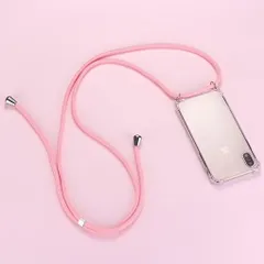 ストラップ付透明ケース　スマホショルダー　ネックストラップ　シルバー　iPhone13 　iPhone12　iPhone11　iPhoneXR iPhone11Pro　iPhone12Pro　iPhone13Pro　スマホ肩掛け