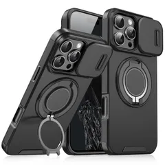 Cakublse iPhone16promax / iPhone16プロマックス ケース Magsafe対応 ワイヤレス充電対応 PC + TPU 二重保護 カメラの保護 落下防止 米軍MIL規格 耐衝撃 アイホン16pro Max カバー リング付き スタン
