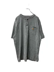 Carhartt 半袖 ヘンリーネックTシャツ XL グレー カーハート ビッグサイズ ロゴ 古着卸 アメリカ仕入 a705-5301