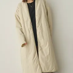 撥水加工 ステッチレスノーカラーロングコート