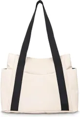 MT's SHOP トートバッグ レディース A4 大容量 軽量 防水 ナイロン サイドポケット 肩掛け 手提げ マザーズ 通勤 通学 SH395(アイボリー)