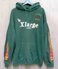 X-LARGE/エクストララージ/パーカー/PIGMENT DYED PUFF LOGO PULLOVER/グリーン/XLサイズ