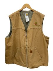 Carhartt (カーハート) 裏ボア ダックベスト V26 古着 企業物刺繍入り 2XL ブラウン メンズ/028