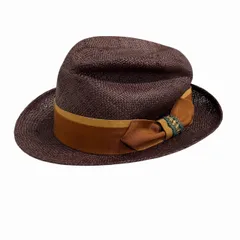 カシラ CA4LA 美品 帽子 パナマ帽 天然素材 茶 ブラウン ■GY09のサムネイル