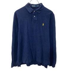 POLO RALPH LAUREN 長袖 ポロシャツ M ネイビー ポロラルフローレン ハーフボタン ポニー刺繍 古着卸 アメリカ仕入 a708-5040