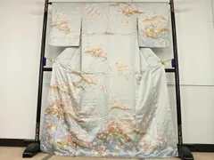 平和屋着物●訪問着　駒刺繍　風景草花文　暈し染め　金糸　金彩　正絹　逸品　AAAT3087np