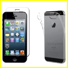 【新着商品】【1枚フィルム+ケース TPU】iPhone5 / iPhone5E / iPhone5S ガラスフィルム iPhone SE (2016年モデル) フィルム 硬度9H 耐衝撃 防指紋+iPhone5 / iPhone5E / iPhone5S 専