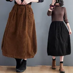 スカート レディース コーデュロイ コクーン スカート ロング丈 体型カバー コーデュロイ スカート 大きいサイズ ボトムズ 春 秋 せ 美脚 ゆったり  お洒落 xzzhang71