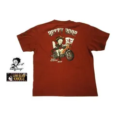 ベティブープ × ローブローナックル コラボ 半袖 Tシャツ 585863 刺繍&プリント ブンブンヤン車 レオパードリボン ベティちゃん ワイン