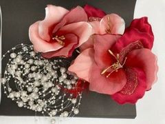 髪飾り セット品 箱入 赤･ゴールド･白 花 和つう co421-0017