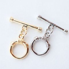 1個 真鍮製 金アレ対応 14KGP 本金メッキ ロープ 模様 マンテル 留め具 連結 クラスプ チャーム アクセサリーパーツ コネクター 手芸 ハンドメイド