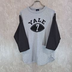 YALE University イェール大学 ロゴプリント アメフトボール アメフト グレー　灰色 ブラック 黒 M Tシャツ ７分袖