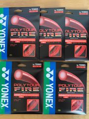 YONEX テニスストリング ポリツアーファイア レッド5個セット