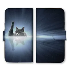 iPhone 17 Pro ケース 手帳型 アイフォン17プロ スマホケース 携帯ケース 宇宙ねこ 宇宙猫 パロディ おもしろい 面白い 猫 彗星 可愛い アメリカンショートヘア  カラー05