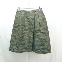 ◇ INDIVI　インディヴィ ポリエステル100%　アクティブ　迷彩柄 ミニ 台形 スカート サイズ38 グリーン系 レディース E  【1304120027558】