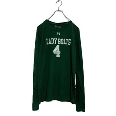 UNDER ARMOUR 長袖 プリントTシャツ S レディース モスグリーン ホワイト アンダーアーマー ナンバリング 4 古着卸 アメリカ仕入 a604-5485