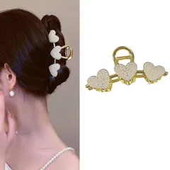 【数量限定】大きめ 韓国風 クリップ 髪飾り オフィス オフィス おしゃれ 人気 髪留め 贈り物 ヘアアクセサリー シンプル レディース用 ヘアクリップ バンスクリップ (パールハート) HAPVITAL