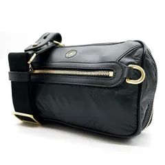 【良品】 HUNTING WORLD ハンティングワールド ボディバッグ ウエストポーチ ブラック 黒色 ナイロン ゴールド金具 ロゴプレート ユニセックス 男女兼用 レディース メンズ