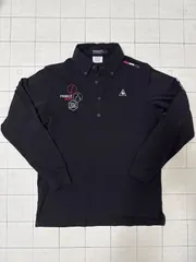 ハ2509-3-5172 ルコックスポルティフ　le coq sportif 長袖ポロシャツ　黒　L