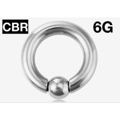ボディピアス CBR 6G 4mmステンレス製　シルバー　スプリング式ボール