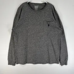古着 ポロ・ラルフローレン POLO RALPH LAUREN 長袖Tシャツ ロゴ 刺繍 クルーネック 胸ポケ S  グレー系 無地 メンズ