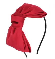 ビッグリボン カチューシャ ヘアアクセ ヘアアクセサリー ヘアアレンジ やわらか リボン シフォンサテン 大人 レイヤード コスプレ ワインレッド