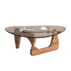 ガラステーブル、リビングテーブル センターテーブル、丸 円形 おしゃれ、コーヒーテーブル、リビングテーブル、ダイニングテーブル 強化ガラス天板、ローテーブル ガラス ガラス 楕円 (透明色 + ウォールナット色,S)