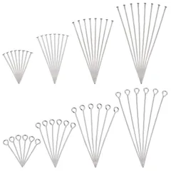 【特価セール】アクセサリーパーツ 20mm/30mm/40mm/50mm ステンレス ピアス 800本セット ブレスレット シルバー ネックレス tピン ハンドメイド材料 9ピン DIY用 PandaHall 手芸素材 PH 収納ケース付き