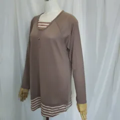 ボーダー 重ね着風 ニットソー チュニック ワンピ