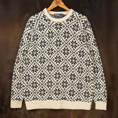 L 90s ポロ Ralph Lauren(ラルフローレン) スノーフレークパターン ハンドニット MT ー 1331