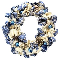 Lulu's ルルズ リボン リース 大人のネイビー＆ゴールド プレゼント ギフト クリスマス オーナメント アーティフィシャルフラワー インテリア リース:直径30cm 大人のネイビー＆ゴールド Lulu's-1968