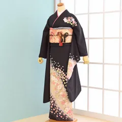 振袖セット　 黒　花柄　古典　成人式　卒業式　041