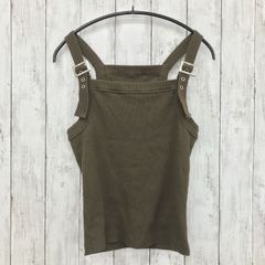 【 SHAGGIE 】シャギー 肩ベルト付きタンクトップ リブ ダークブラウン F