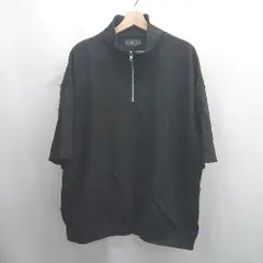 ◇ Θ CLEL クレイル ハーフジップ デザイン 半袖プルオーバーTシャツ サイズL ブラック レディース メンズ E  【1505290026628】
