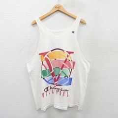 XL/古着 チャンピオン champion ビンテージ タンクトップ メンズ 90s ビッグロゴ バレーボール クルーネック 白 ホワイト 25jul07 中古