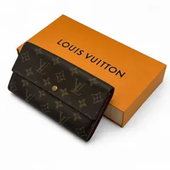 【美品】箱付き 正規品ルイヴィトン ポルトフォイユサラ 2つ折り長財布 モノグラム CT2017 LOUIS VUITTON フラップ フランス製 ゴールド金具 ブラウン カード入れ10枚 M61734 男性用 女性用 メンズ レディース PVC レザー