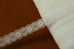 ラッセルレース　オフホワイト１０ｍ　幅1.4cm両山小花柄　ピコが可愛い日本製 [7433　オフ白]