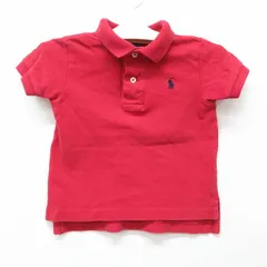 古着 ラルフローレン 半袖 ブランド ポロ シャツ キッズ ボーイズ 子供服 90s ワンポイントロゴ 鹿の子 コットン 赤 レッド 25jun05