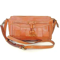 ダコタ Dakota レザー メッシュ ショルダーバッグ ポシェット 編み込み 茶 ブラウン A0723