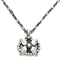 ジョージジェンセン ネックレス レディース イヤーペンダント エーデルワイス フラワーモチーフ 花 1998 アクセサリー Georg Jensen シルバー925    約12.3g 定番 美品【中古品】
