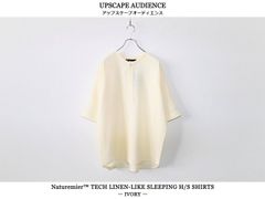 【SALE】UPSCAPE AUDIENCE / Naturemier™️(ナチュレミア)TECH リネンライク メランジクロス クルーネック スリーピング ハーフスリーブシャツ - IVORY