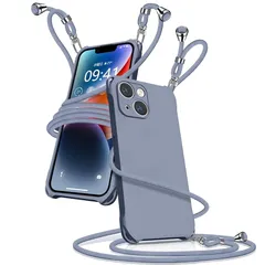 iPhone14 Plus ケース ショルダー シリコン iphone 14 Plus スマホケース アイフォン14Plus カバー 耐衝撃 肩掛け 斜めかけ 縄掛けケース 紐付き 斜めがけ 織りストラップ付き 長さ調整可能 取り外し可能 傷付き防止 マッ 1
