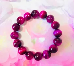 ピンクタイガーアイの天然石ブレスレット⭐︎内径15.5mm±5mm 珠12mm