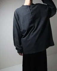 ST JOHN'S BAY  henry-neck heavy weight oversized long sleeve Tee charcoal ヘンリーネック ヘビーウェイト オーバーサイズ 長袖 Tシャツ XL 袖リブ