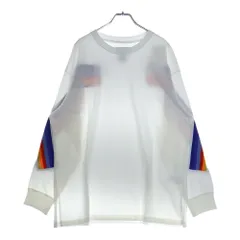 FACETASM (ファセッタズム) 23SS RIB LONG SLEEVE TEE サイドレインボーライン ロングスリーブ 長袖Tシャツ ホワイト MKS-TEE-M01