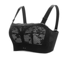 ☆ ブラック ☆ 38/85D ☆ 着痩せブラ チューブトップ mmbr125a チューブトップ ブラ チューブブラ ストラップレス ストラップなし ブラトップ 胸を抑える 胸を小さく見せる 胸パッド 下着 カップ付き ノンワイヤー ワイヤーなし レース