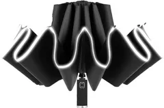 KeiSquare 折りたたみ傘 軽量 ワンタッチ レディース メンズ 大きい 雨傘 晴雨兼用 男女兼用 折り畳み傘 逆折り 自動開閉 撥水加工 日傘 10本骨 収納ポーチ付( ブラック,  全長：64cm（折り畳み時：32cm）)